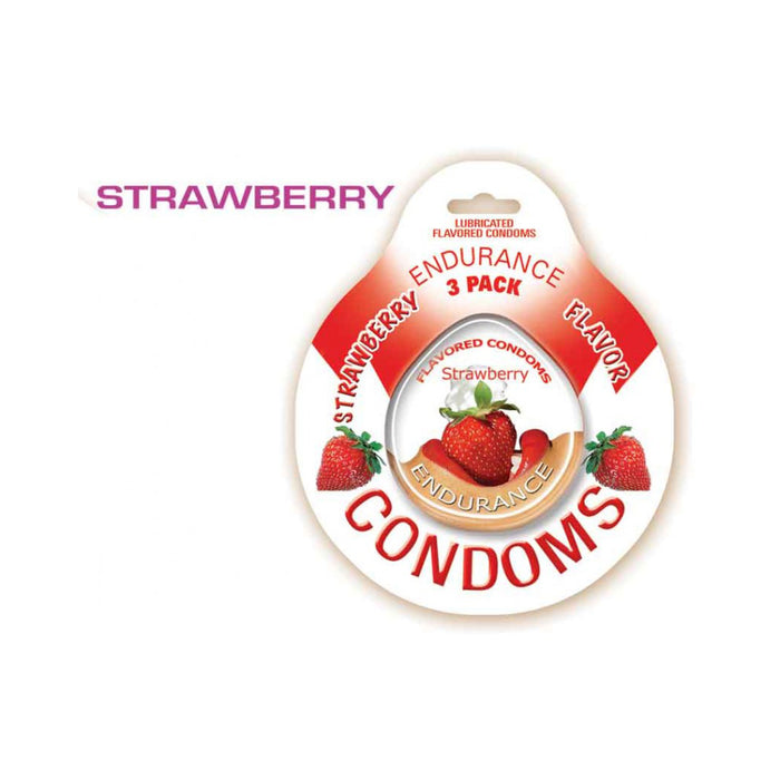 Endurance Flavored Condoms Strawberry 3 Pack