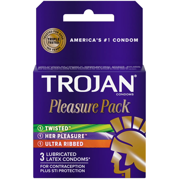 Trojan Pleasure Pack Condoms - 3 Pack