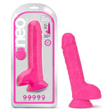 Blush Neo 9 " Dual Density Dildo Neon Pink Realistic Dong w Balls
