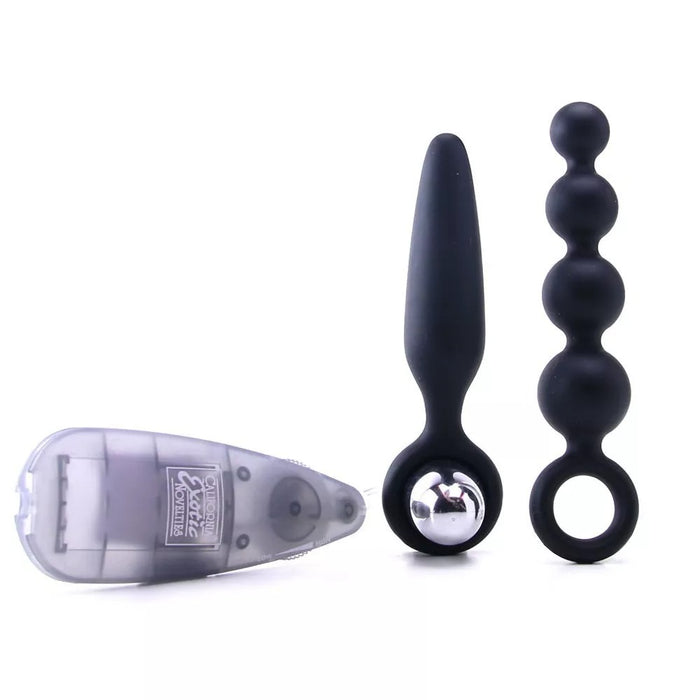 Booty Call Vibro Kit Black Vibrating Anal Butt Plug Vibe Vibrator