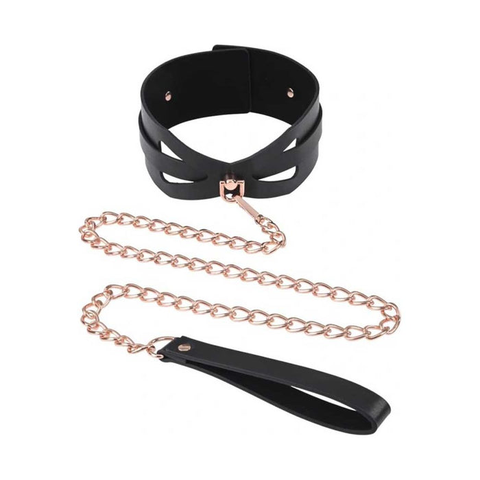 Sex and Mischief Brat Collar and Leash - Black / Rose Gold