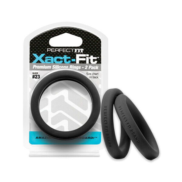 Perfect Fit Xact-Fit #23 2 Pack Black 2.3" Male Cock Ring