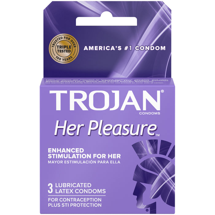 Trojan Her Pleasure Sensations Lubricated Condoms - 3 Pack