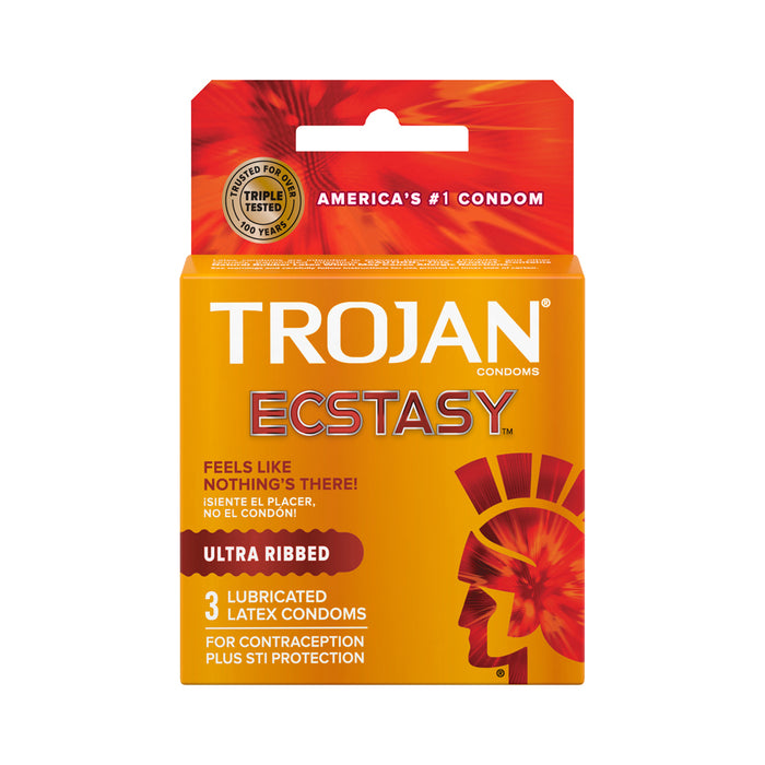 Trojan Stimulations Ecstasy Lubricated Condoms - 3 Pack