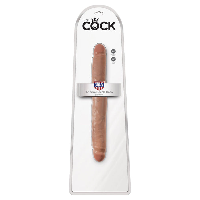 King Cock 12" Slim Double Dildo Tan