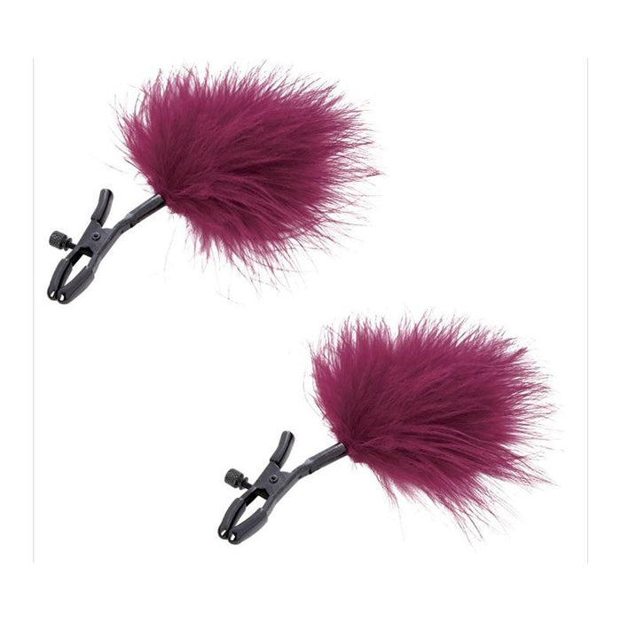 Sex and Mischief Enchanted Feather Nipple Clamps Burgundy