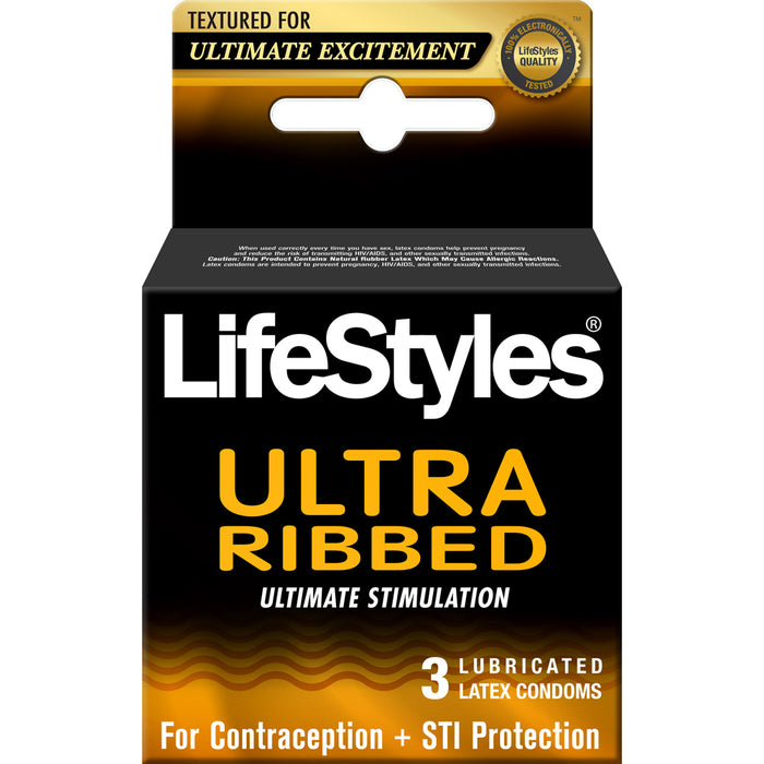 Lifestyles Pleasure Ribbed Lubricated Condoms - 3 Pack