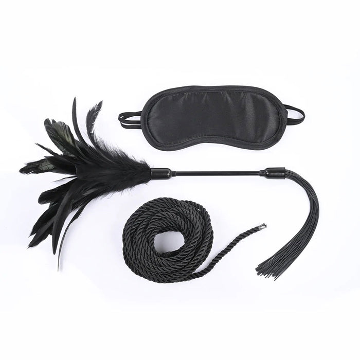 Sex and Mischief Shadow Tie and Tickle Kit Black