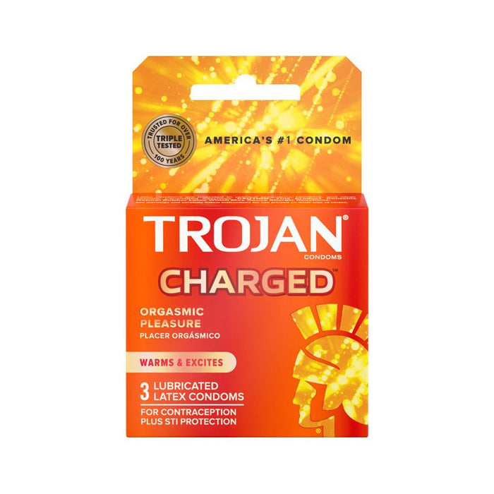 Trojan Intensified Charged Orgasmic Pleasure Condoms - 3 Pack