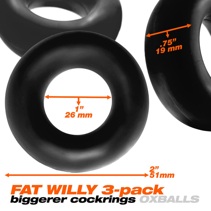 Fat Willy 3-Pack Jumbo C-Rings Black