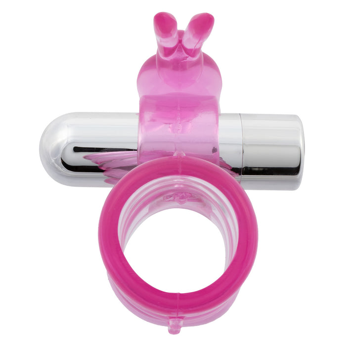 Basic Essentials Stretchy Rechargeable Vibrating Bunny Enhancer Pink