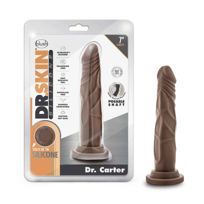 Dr. Skin Silicone Dr. Carter 7" Dong With Suction Cup Brown