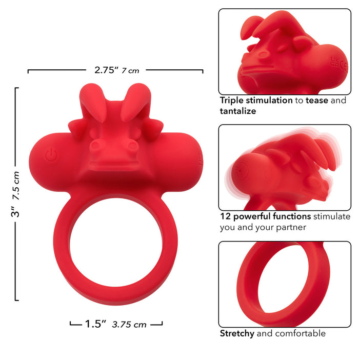 Silicone Rechargeable the Matador Cock Ring Red