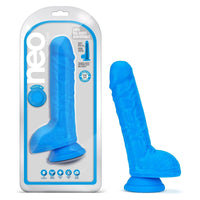 Blush Neo 9 " Dual Density Dildo Neon Blue Realistic Dong w Balls