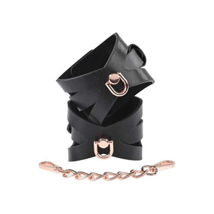 Sex and Mischief Brat Handcuffs Black / Rose Gold