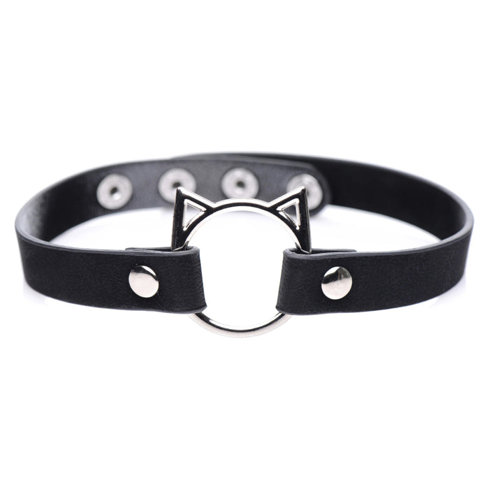 Kinky Kitty Ring Slim Choker Black