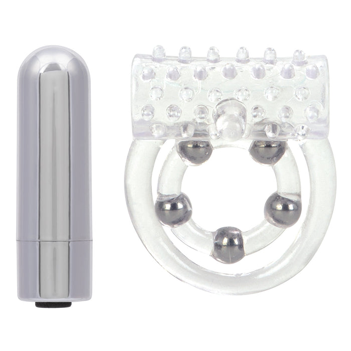 5 Bead Maximus Rechargeable Vibrating Cock Ring Clear