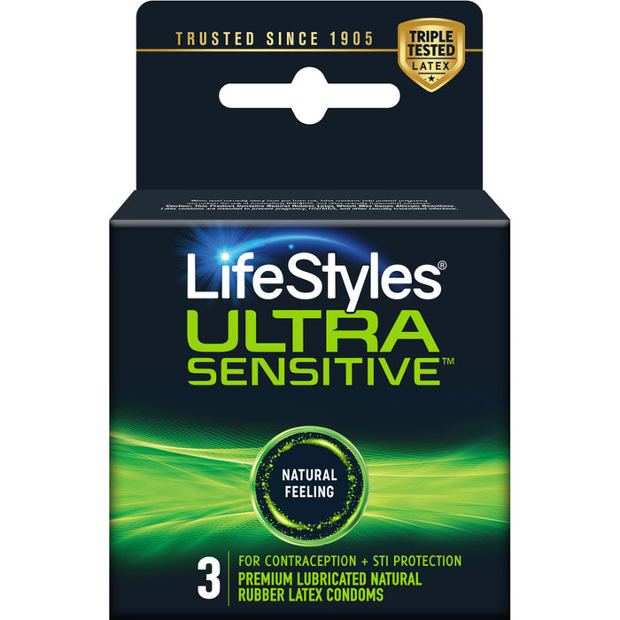 Lifestyles Ultra Sensitive Lubricated Condoms - 3 Pack