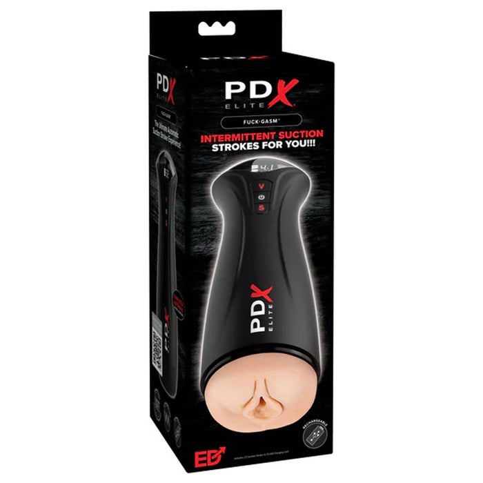 PDX Elite Fuck-Gasm Suction and Vibration Stroker Beige