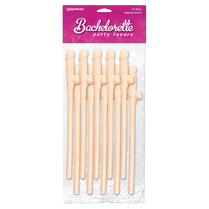 Bachelorette Party Favors 10 Dicky Sipping Straws Beige