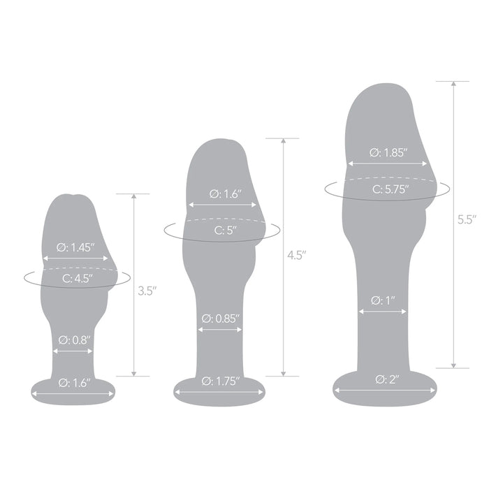 Glas 3pc Helmet Head 4" 5" & 6" Glass Anal Training Kit