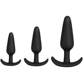 Doc Johnson Merci Tush Trainer Butt Plugs 3 Piece Silicone Set Black