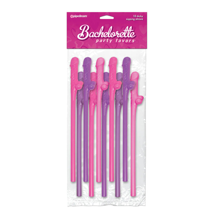 Bachelorette Party Favors 10 Dicky Sipping Straws Pink & Purple