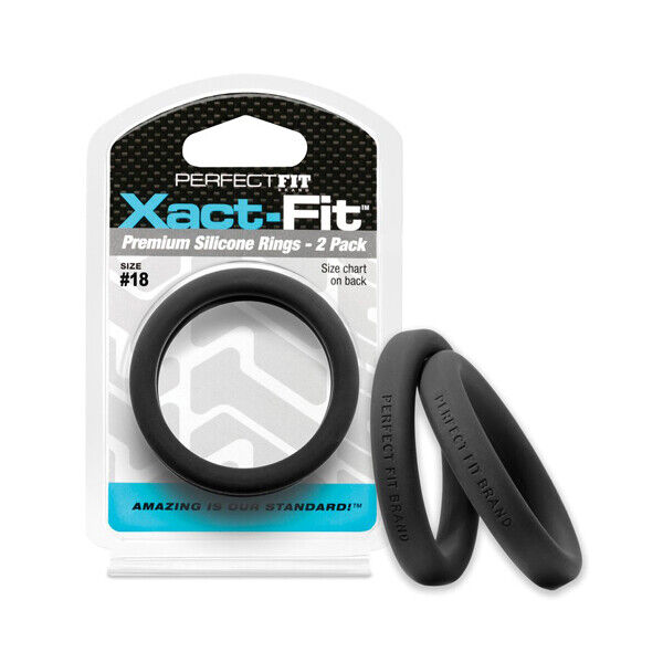 Perfect Fit Xact-Fit #18 2 Pack Black 1.8" Male Cock Ring