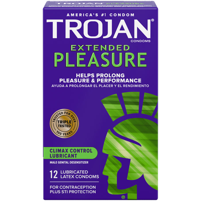 Trojan Pleasures Extended Lubricated Condoms - 12 Pack