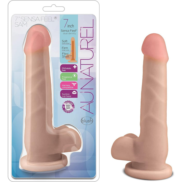 Au Naturel 7" Sam Ultra Soft Sensa Feel Dual Density Dildo Beige