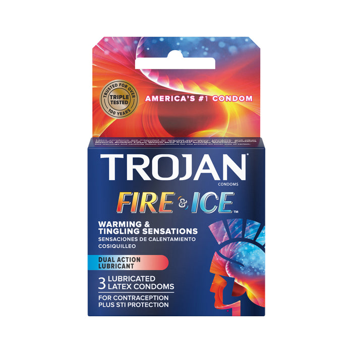 Trojan Pleasures Fire and Ice Dual Action Lubricated Condoms - 3 Pack