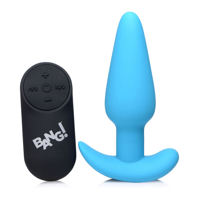 Bang 21x Vibrating Silicone Butt Plug With Remote Blue