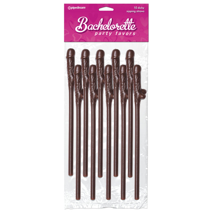 Bachelorette Party Favors 10 Dicky Sipping Straws Brown