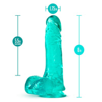 Blush B Yours Plus Ram N' Jam 8" Dildo Teal Realistic Dong w Balls