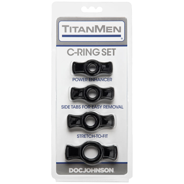 Titanmen Cock Rings 4 Pack Black Male Erection Enhancer