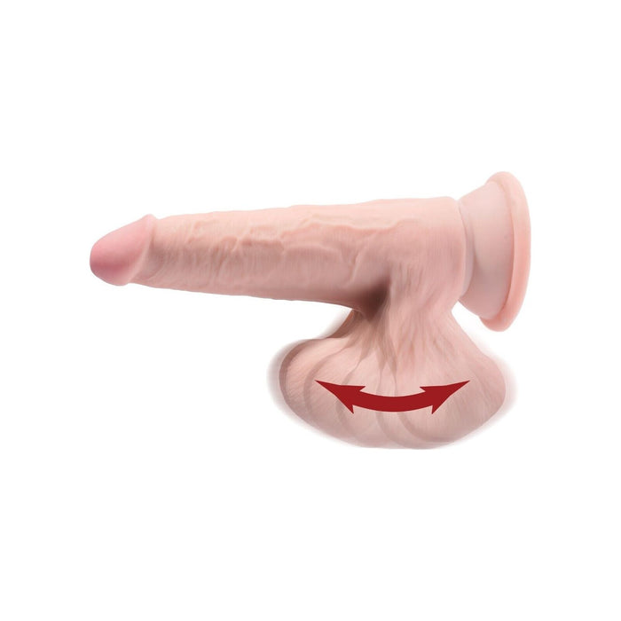 King Cock Plus 6" Triple Density Dildo With Swinging Balls Beige