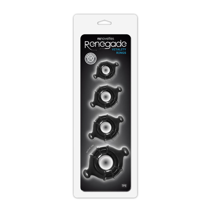 4 Pack Renegade Vitality Cock Rings Black