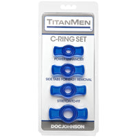 Titanmen Cock Ring 4 Pack Set Blue Male Erection Enhancer