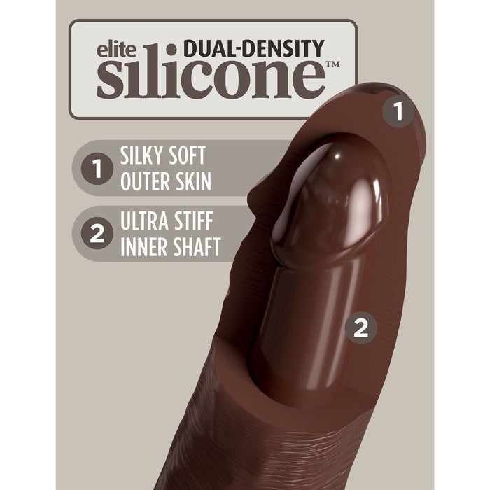 King Cock Elite 8" Dual Density Silicone Dildo Dong Brown