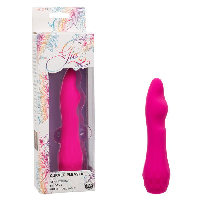 Gia Curved Pleaser Rechargeable Silicone Vibrator Pink