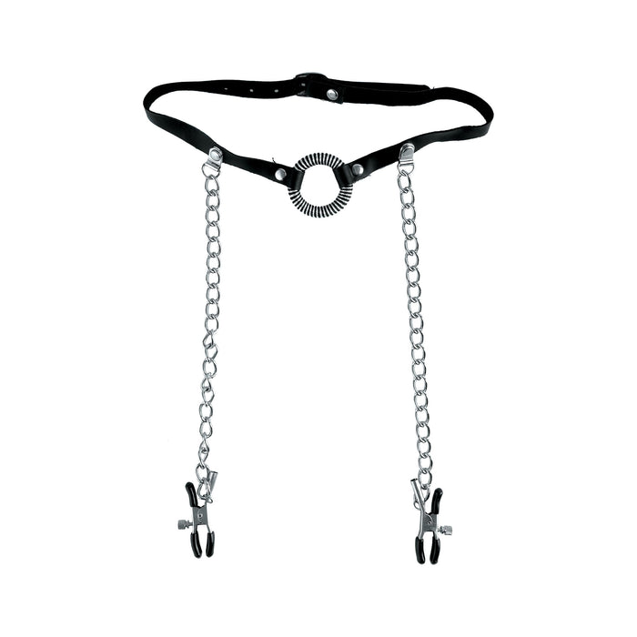 Fetish Fantasy Series O-Ring Gag With Nipple Clamps