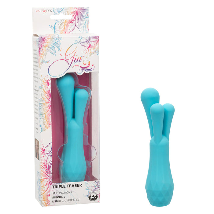 Gia Triple Teaser Rechargeable Silicone Vibrator Blue