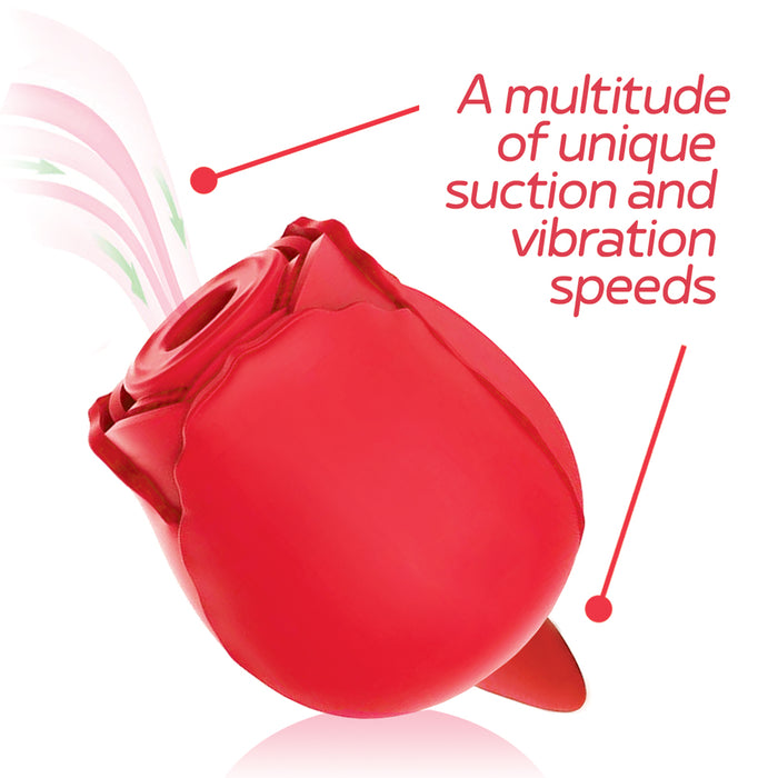 Wild Rose & Tongue Rechargeable Silicone Suction Vibrator Red