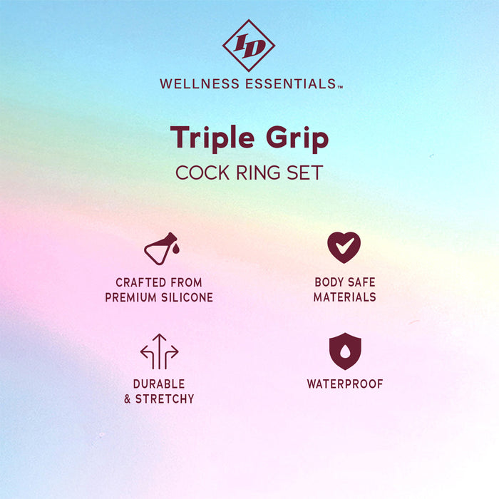 ID Triple Grip Cock Ring Set Blue