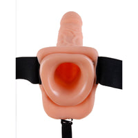 Fetish Fantasy 7" Vibrating Hollow Strap-on With Balls Beige