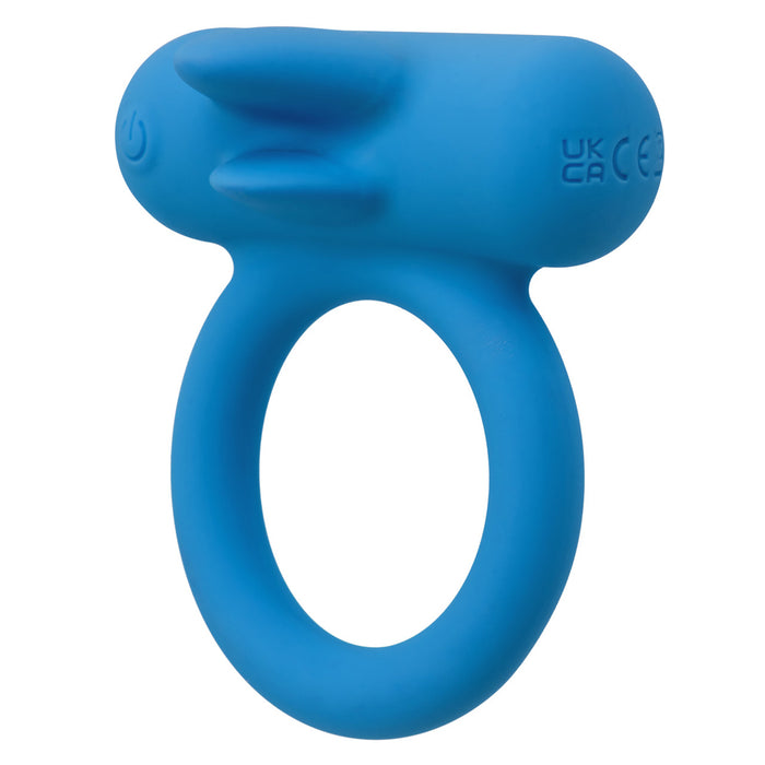 Silicone Rechargeable Double Trouble Cock Ring Blue