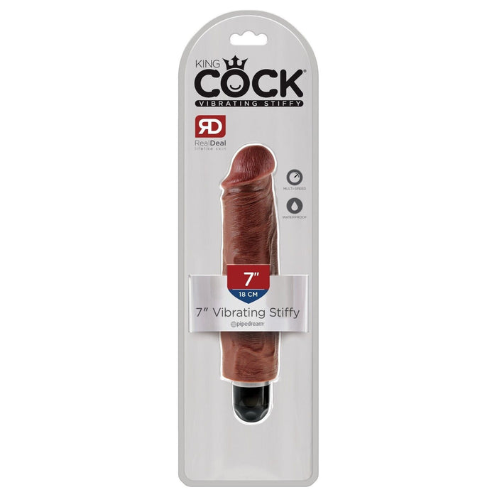 Vibrator King Cock 7" Vibrating Stiffy Vibe Brown