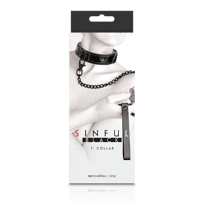 Sinful 1" Collar and Leash Black