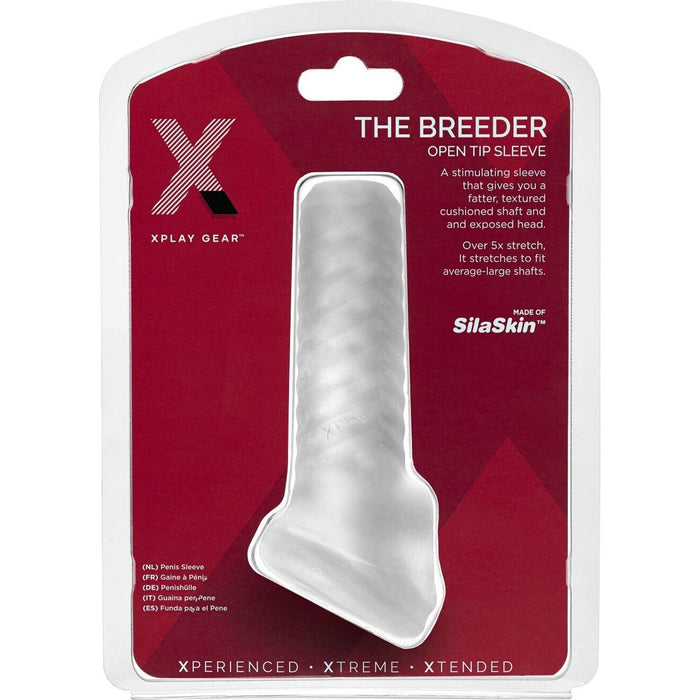 Penis Sleeve Xplay Breeder Clear Increase Girth Textured Cushioned Shaft