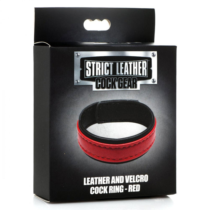 XR Leather and Velcro Cock Ring Red